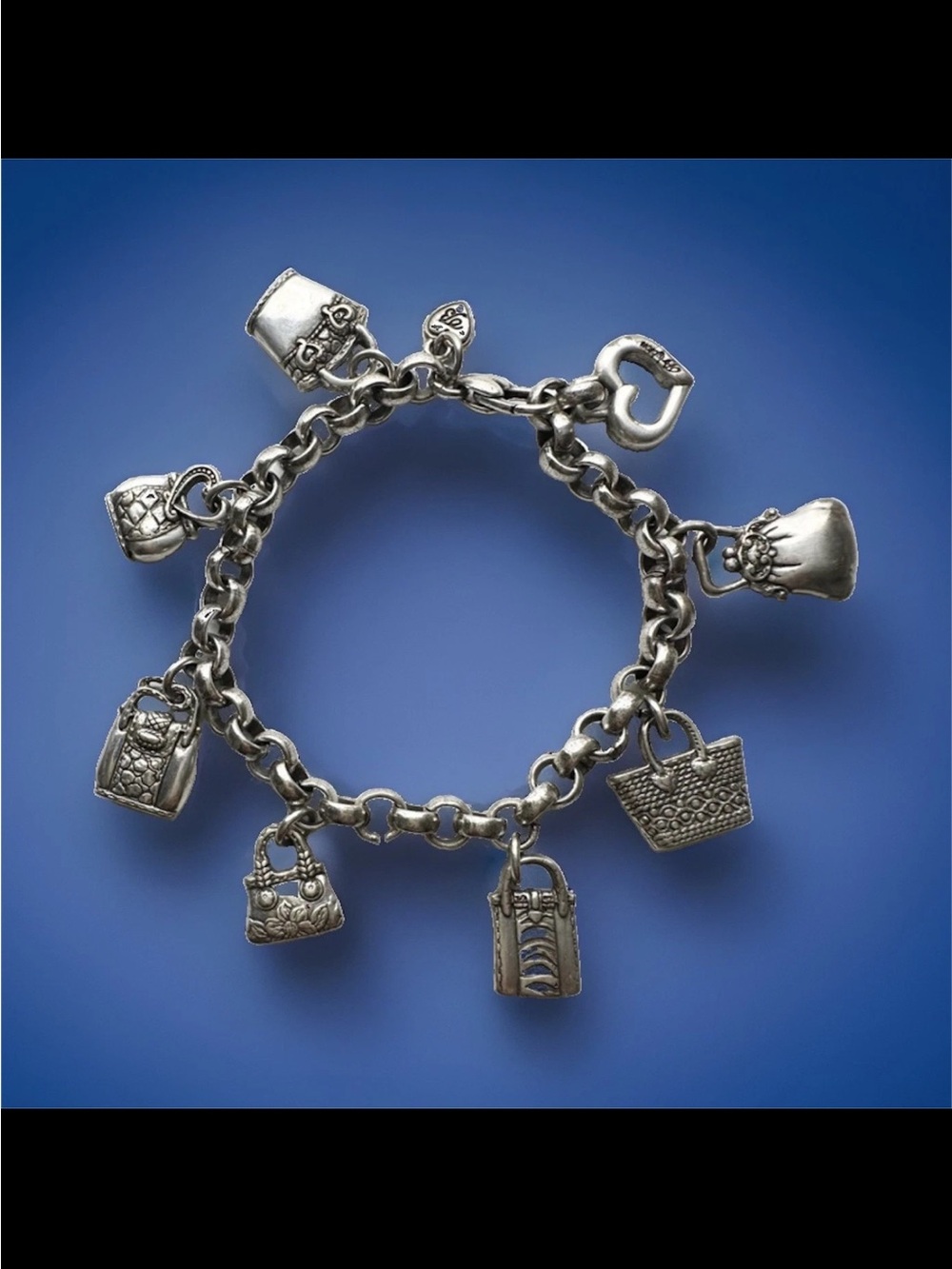 NWOT Brighton vintage Silver Charm Bracelet with Handbag Charms